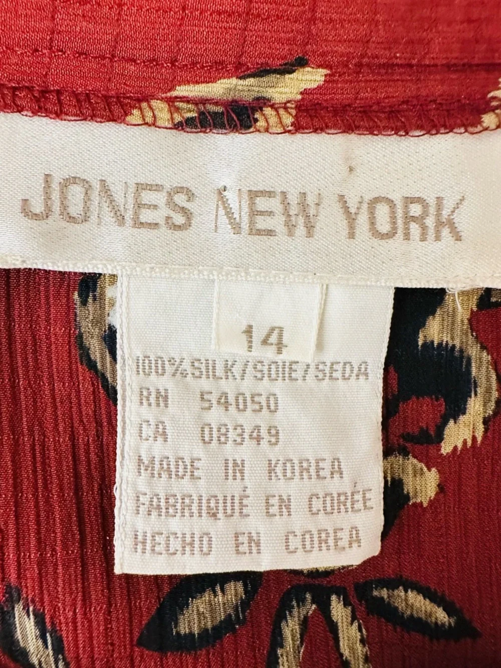 Vintage Jones New York 100% Silk Floral Maxi Skirt Red Black Boho Size 14 - Picture 10 of 10